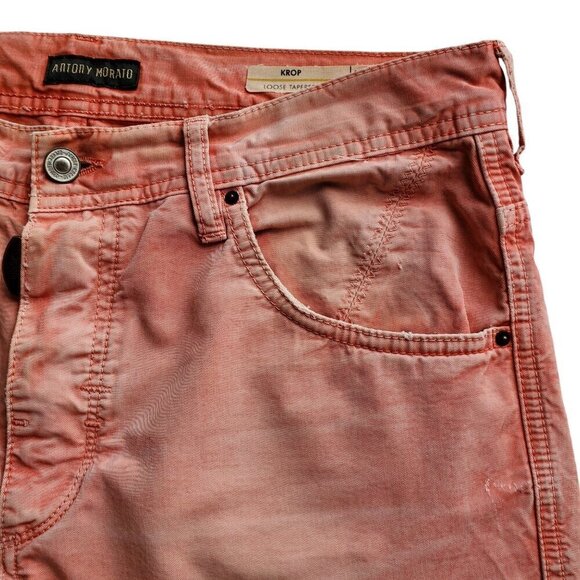 ANTONY MORATO Krop Loose Tapered Leg Pink Peach 100% Cotton Jeans US 32 - Picture 4 of 16